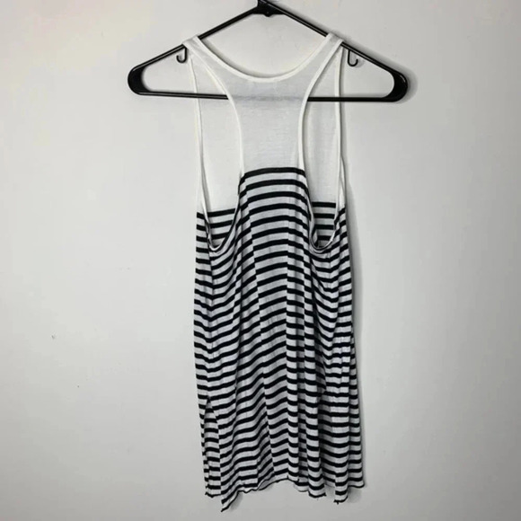 Aritzia Wilfred Tank Top Striped Racerback Side Split Hem White Black Size XS - Picture 9 of 11